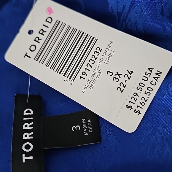 Torrid Blue Lace Trim Belted Jacket - Picture 9 of 10